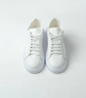 Ανδρικό Δερμάτινο Εκρού Sneaker Με Λευκή Σόλα
