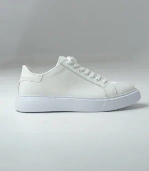 Ανδρικό Δερμάτινο Εκρού Sneaker Με Λευκή Σόλα