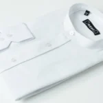 Ανδρικό με υφή σαγρέ λευκό πουκάμισο με μάο γιακά